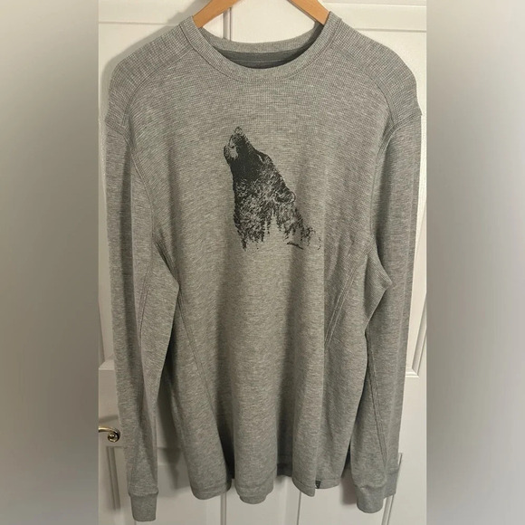 NWOT Eddie Bauer Men's Thermal Crew Howling Wolf Gray Size Tall Large - Picture 1 of 6